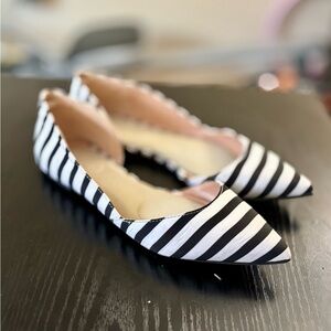 Too Faced Black and White Striped Flats